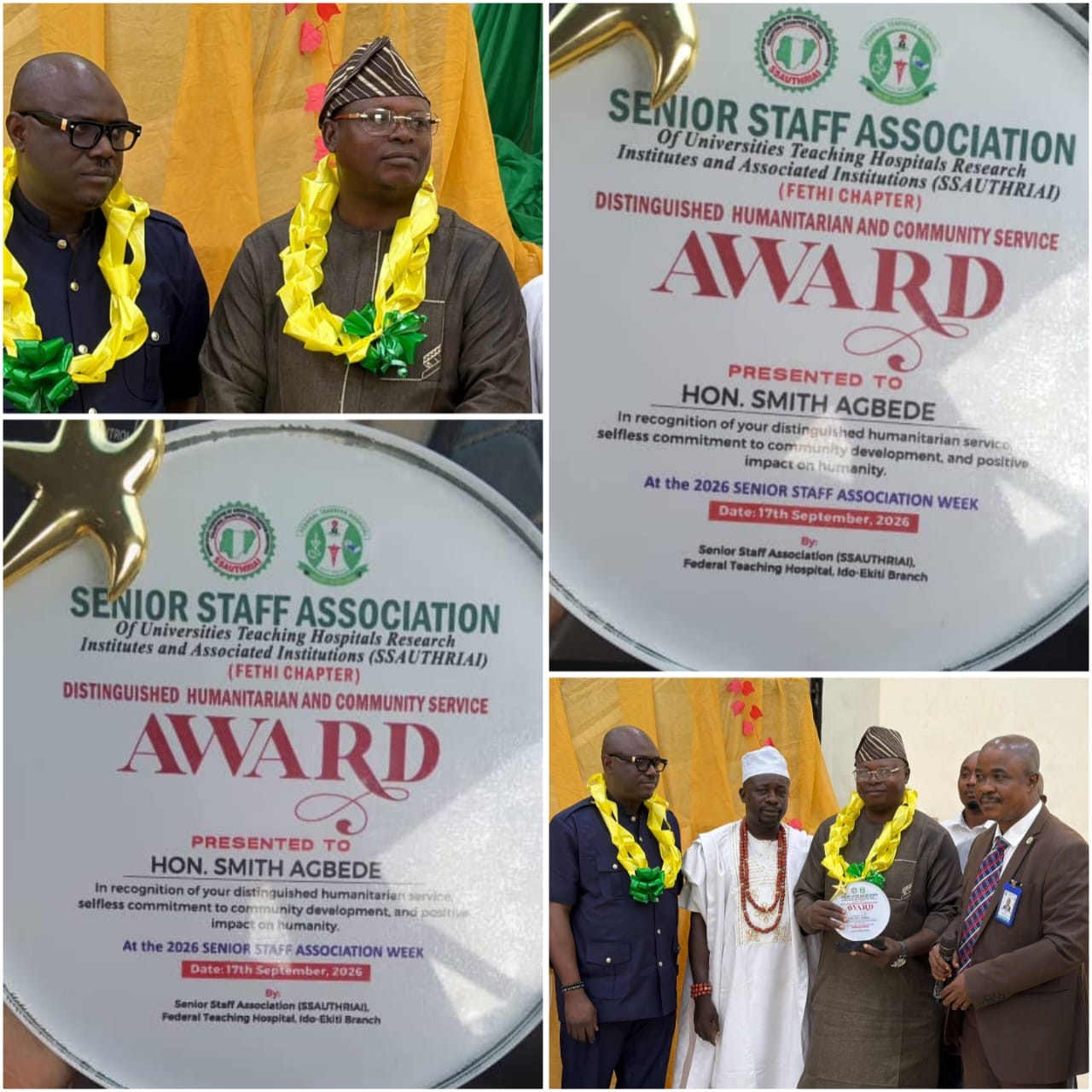 SSAUTHRAI Honours Agbede, Adarabierin with Distinguished Community Service Award